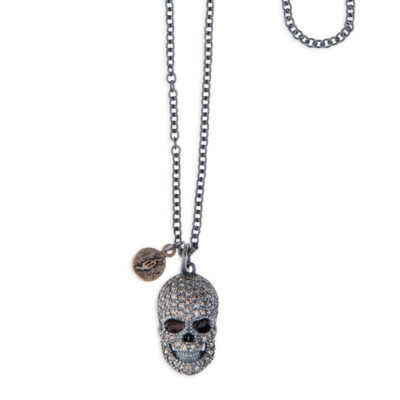 Collar calavera plata y circonia