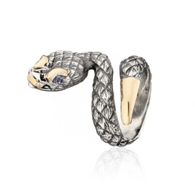 Anillo serpiente plata y oro