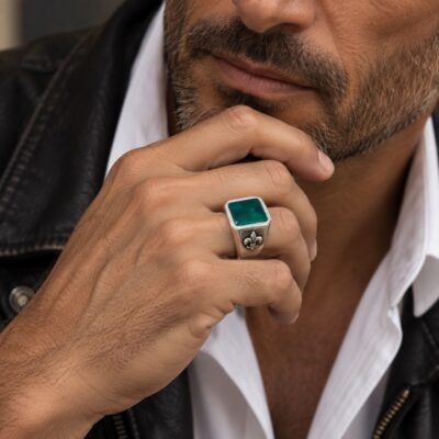 Anillo sello con piedra para hombre