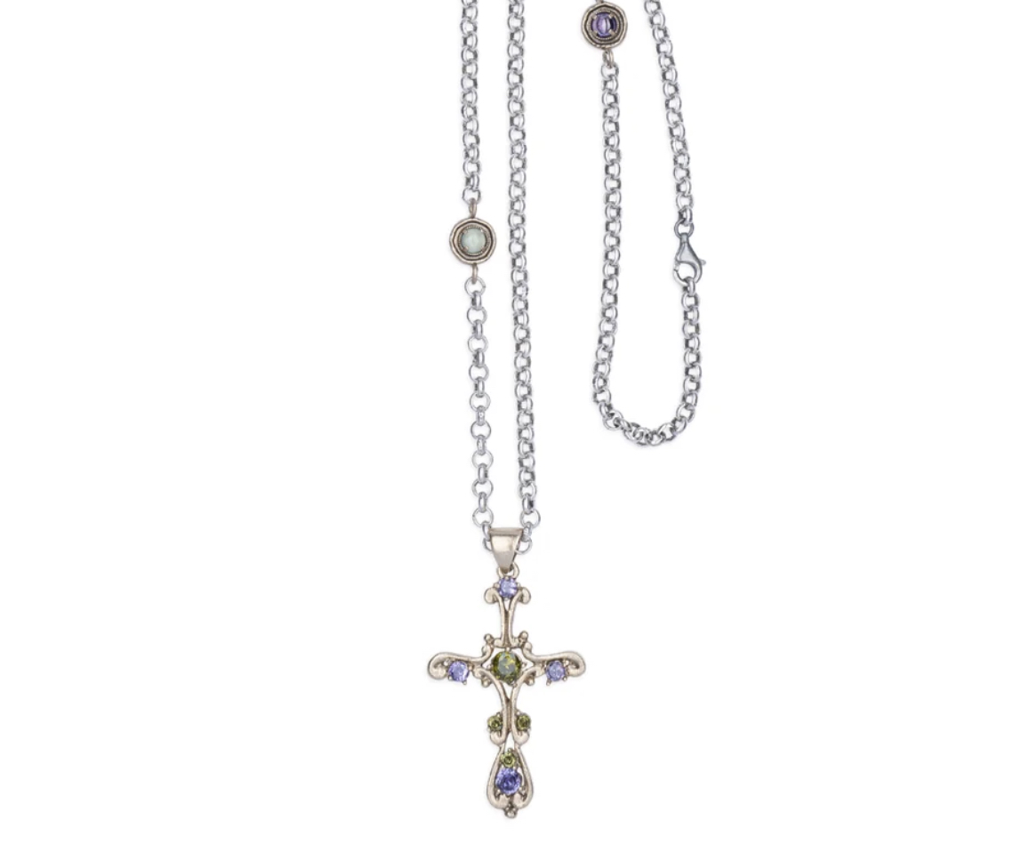 Collar cruz con cadena de plata