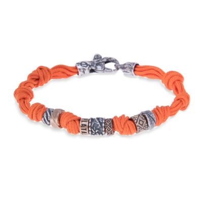 Pulsera cuerda naranja y plata